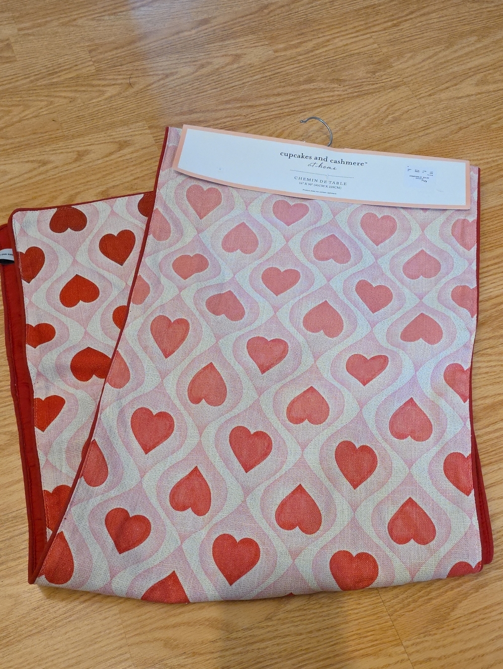 cupcakes & cashmere Pink and Red Heart Pattern Table Runner